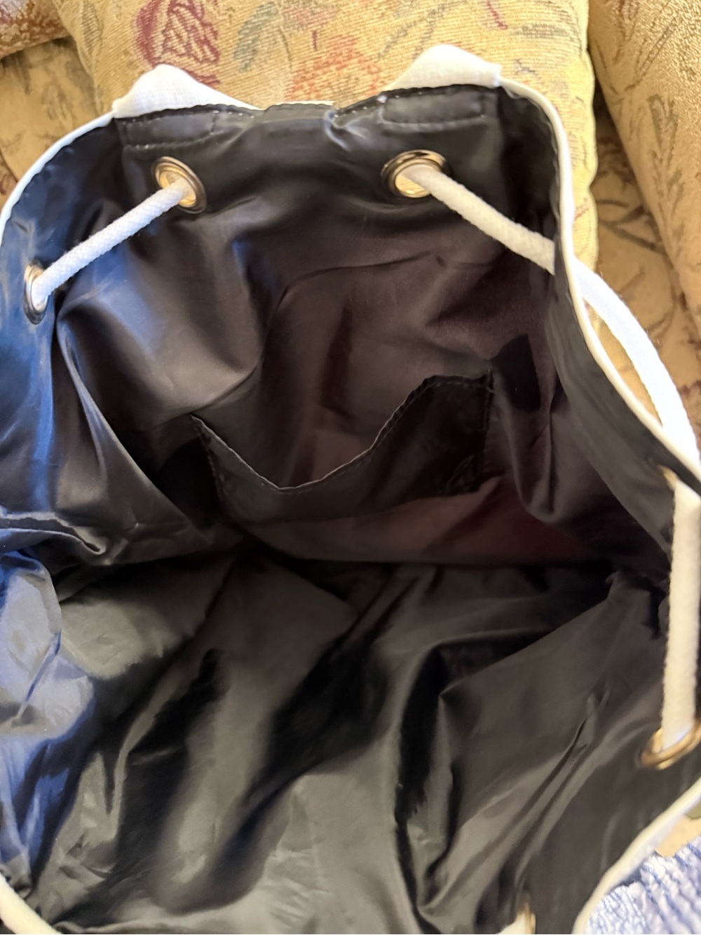 Victoria’s Secret Pink and White Striped Canvas Drawstring Backpack - Picture 6 of 8